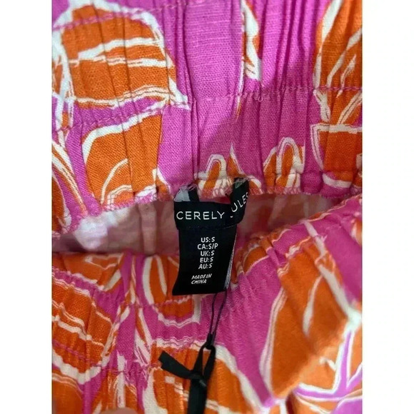 NWT Sincerily Jules Orange & Pink Wide Leg Linen Blend Pull On Pants Size S - Picture 5 of 7